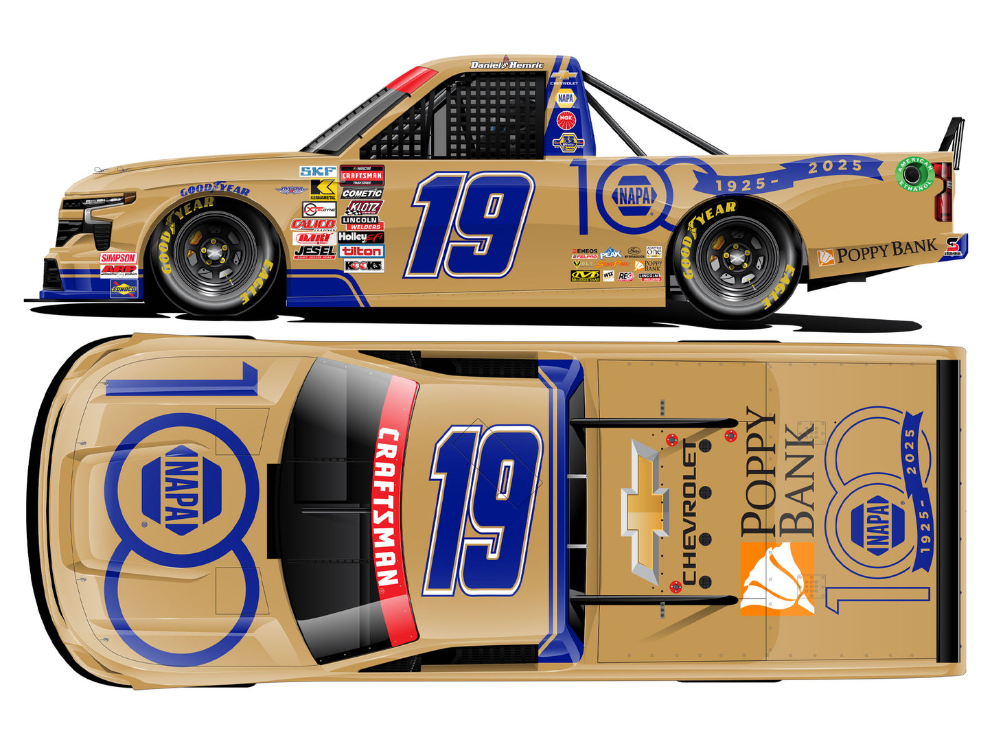 (Pre-Order) ARC - 2025 Chevrolet Silverado #19 Daniel Hemric *NAPA 100th Anniversary*