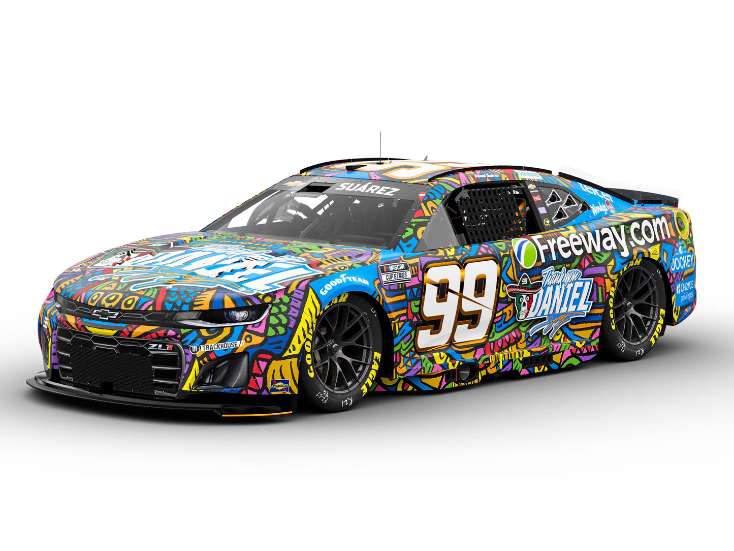1:64 ARC Chevrolet #99 Daniel Suárez 2025 Freeway Insurance “Thank You Daniel” tribute NASCAR model.