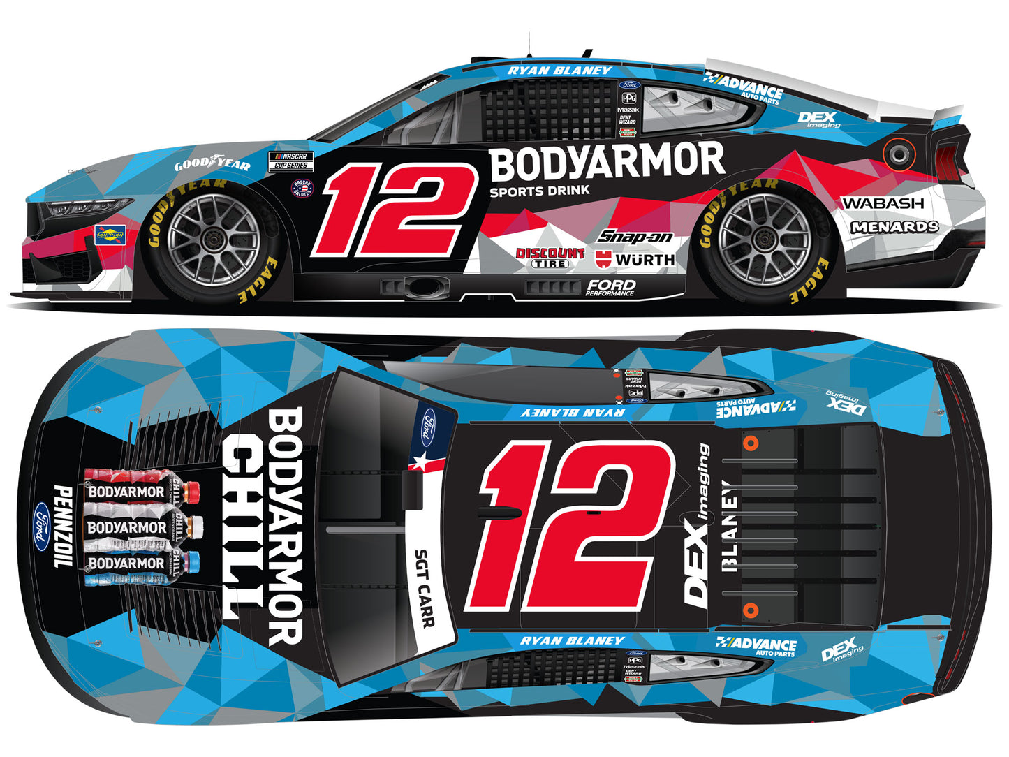 (Pre-Order) ARC - 2025 Ford Mustang #12 Ryan Blaney *Bodyarmor Chill*