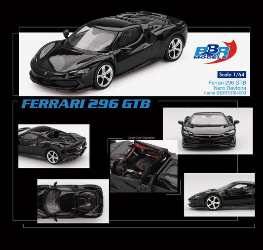 (Pre-Order) BBR Models - Ferrari 296 GTB Nero Daytona 2024