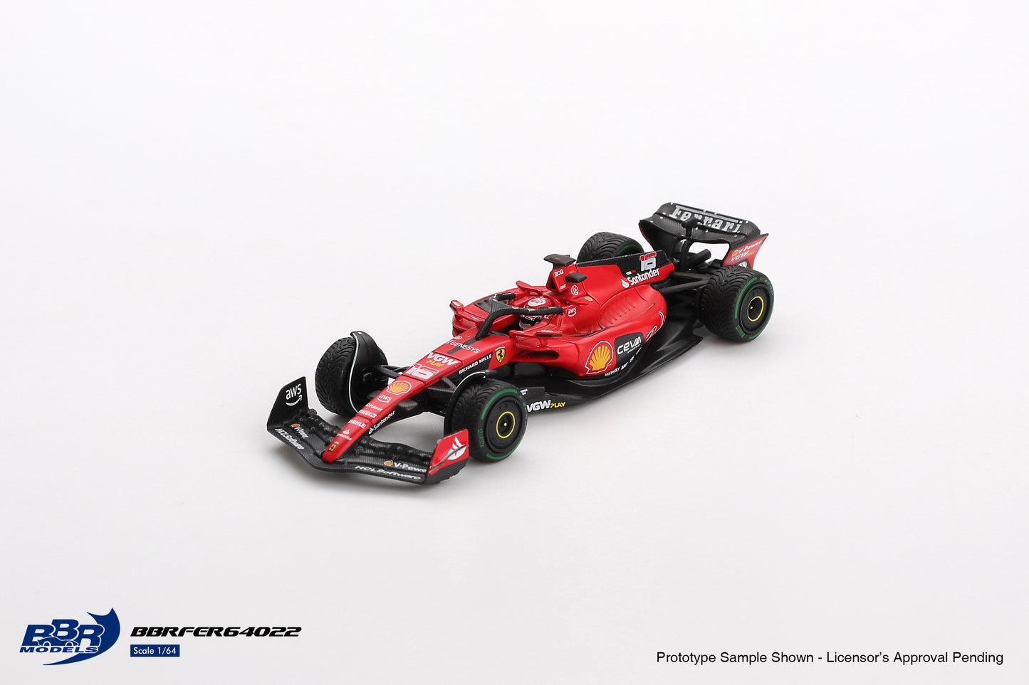 1:64 BBR Ferrari SF23 #16 Charles Leclerc Monaco GP 2023 – detailed diecast Formula 1 model. Front