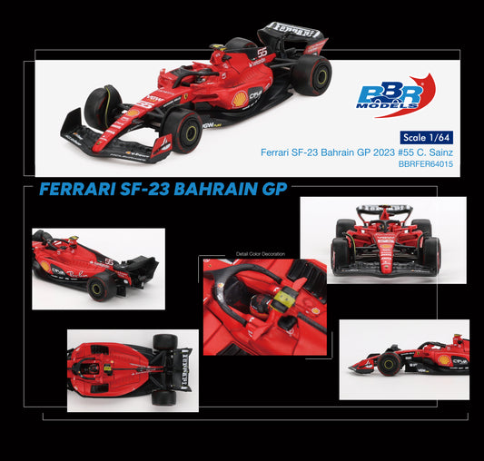 BBR Models - Ferrari SF23 #55 C. Sainz Bahrain GP 2023