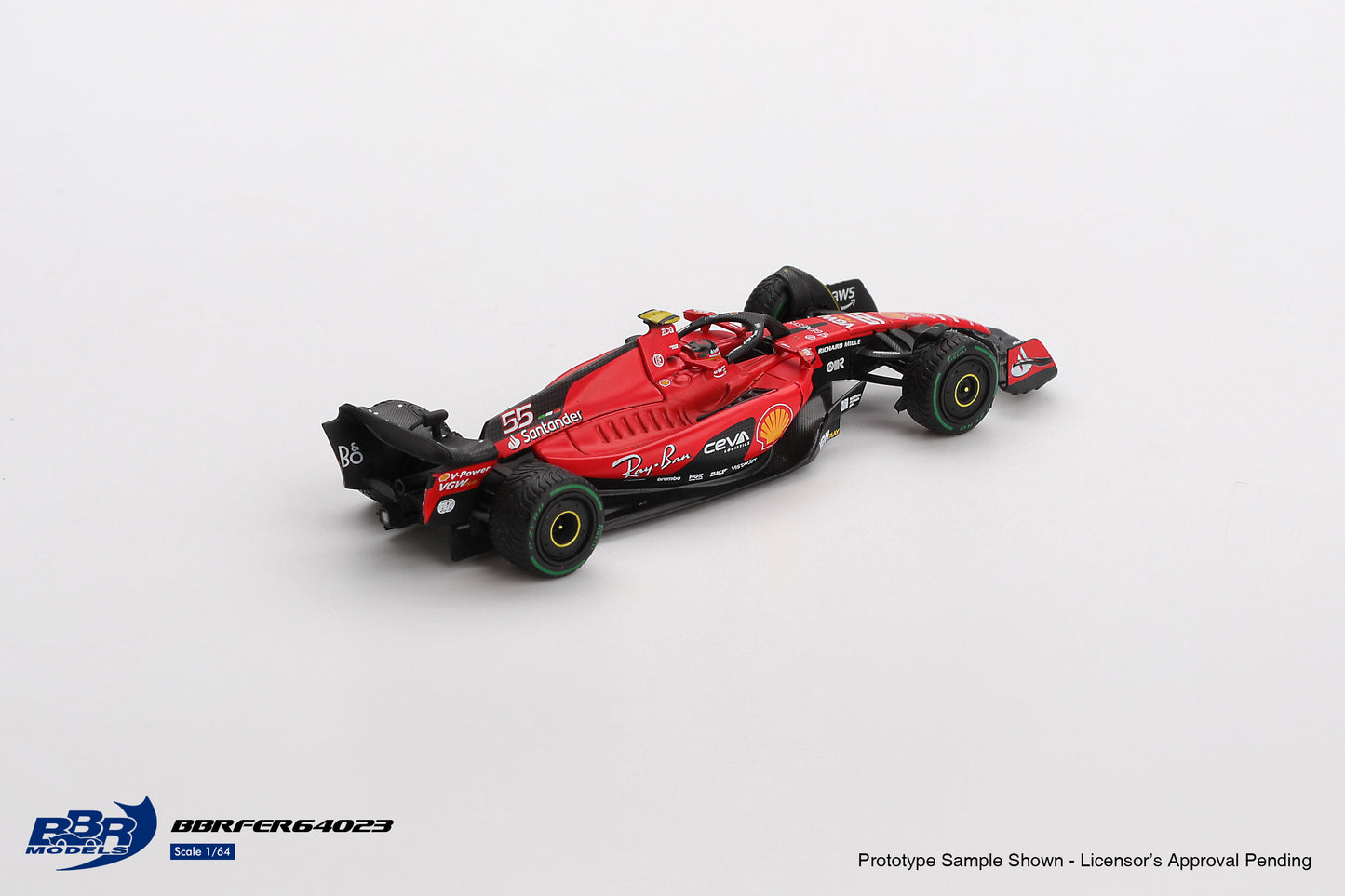 1:64 BBR Ferrari SF23 #55 Carlos Sainz Monaco GP 2023 – F1 diecast model in red race livery. Back