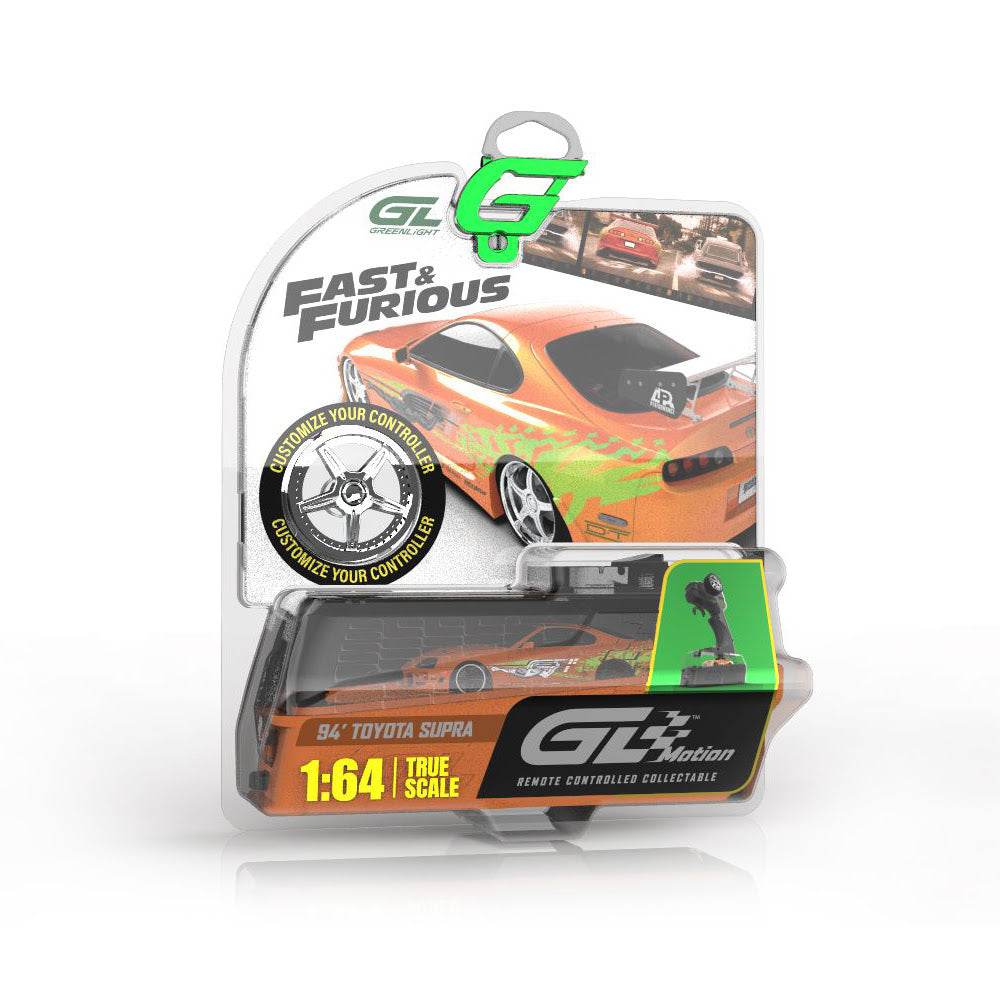 GreenLight GL Motion 1:64 RC 1994 Toyota Supra MK4 Brian from The Fast and the Furious in orange movie-inspired livery