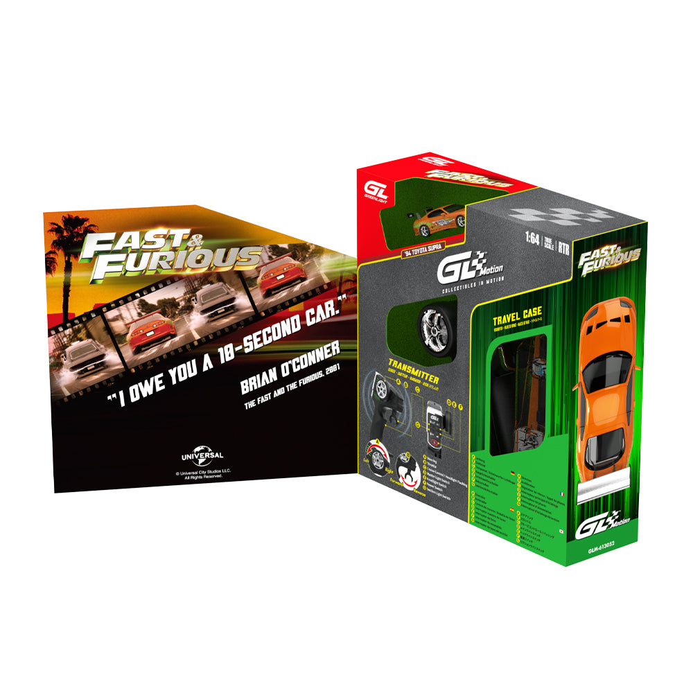 GreenLight GL Motion 1:64 RC 1994 Toyota Supra MK4 Brian from The Fast and the Furious in orange movie-inspired livery