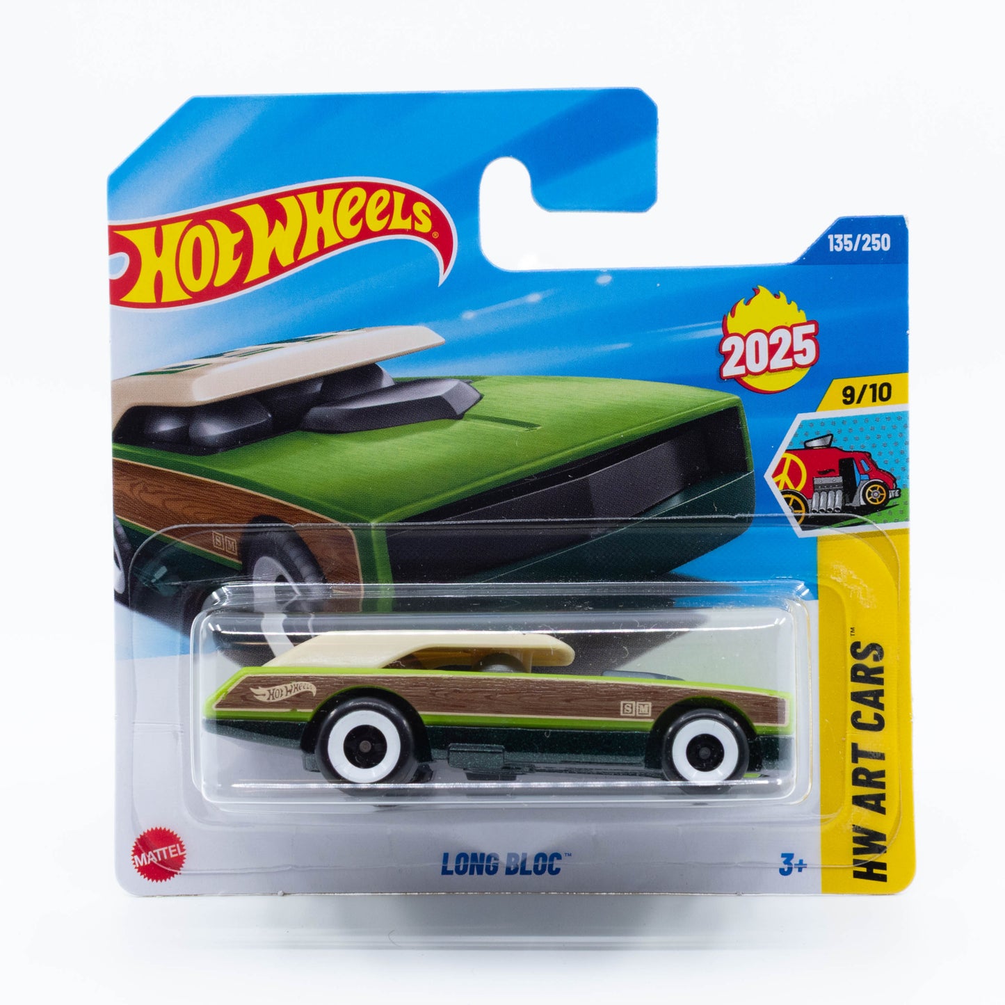 Hot Wheels Long Bloc 1:64 scale diecast car with a long hood and aggressive wagon-inspired design.
