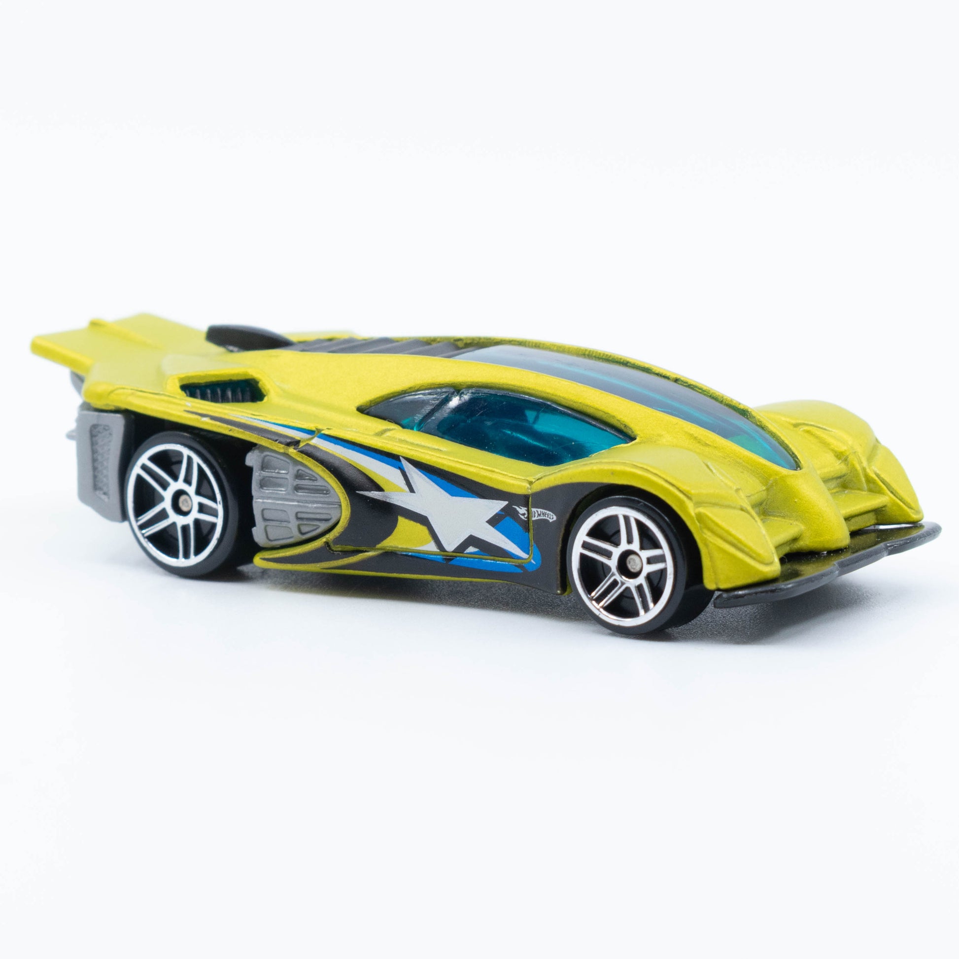 Hot Wheels Side Draft die-cast car with sleek aerodynamic design and bold racing graphics. Front