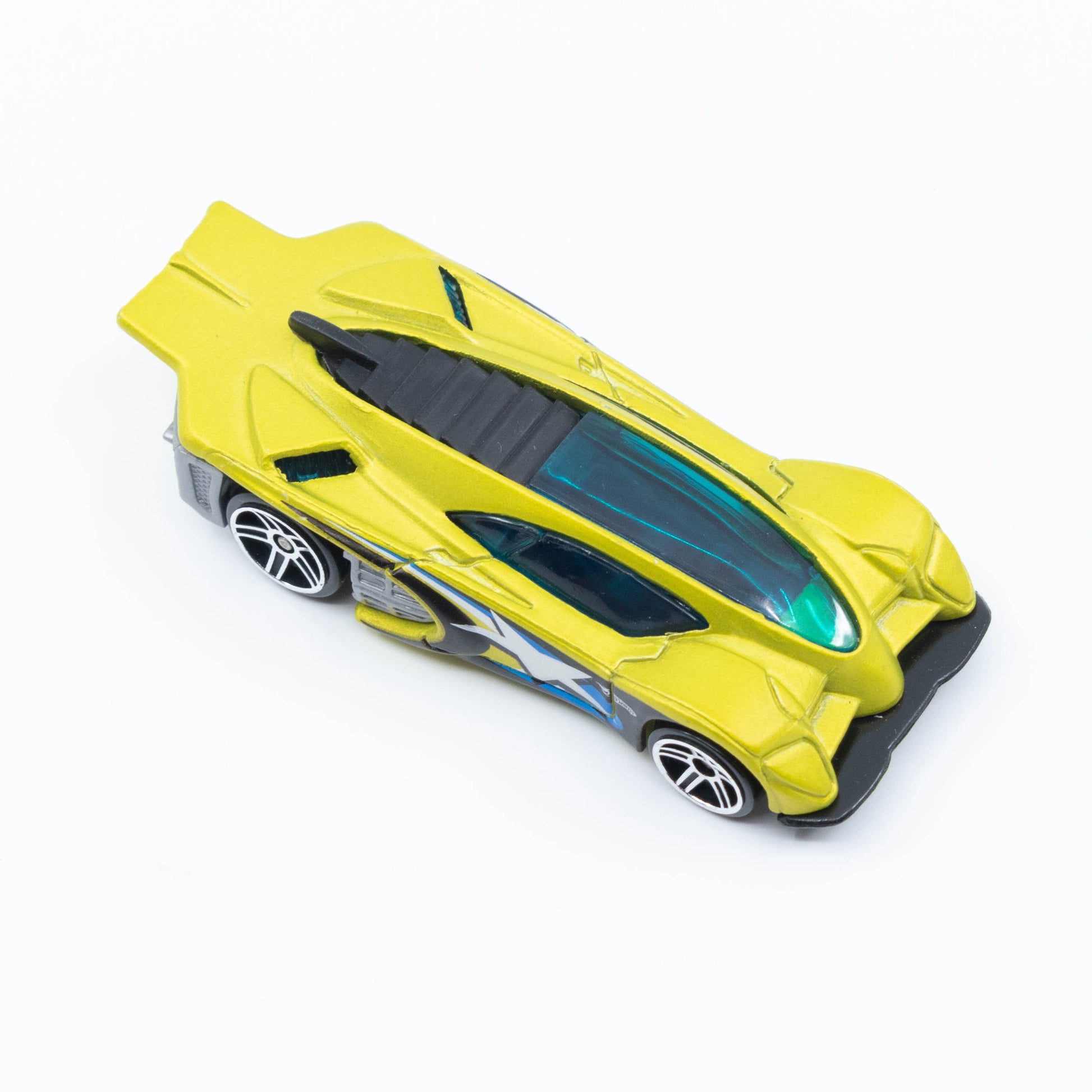 Hot Wheels Side Draft die-cast car with sleek aerodynamic design and bold racing graphics. Top