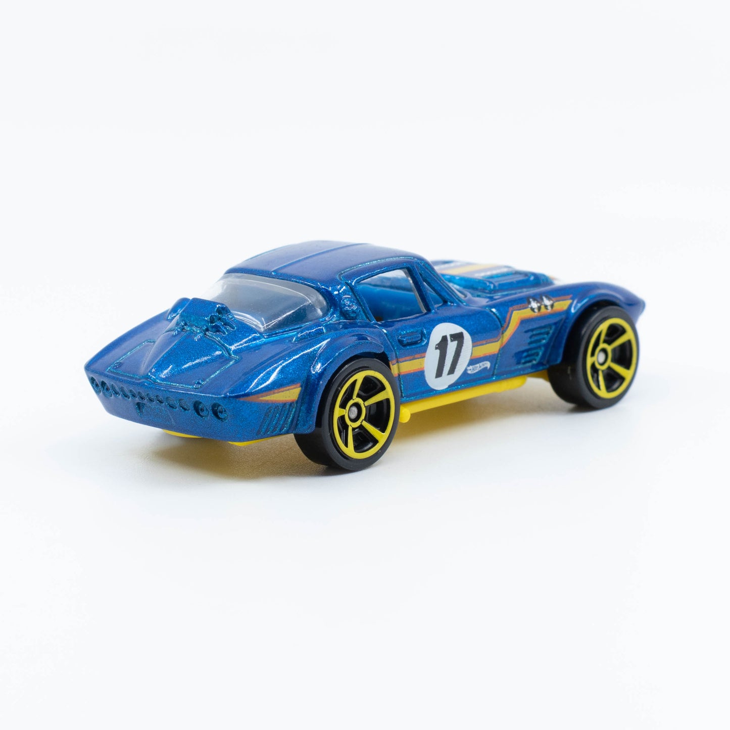 Hot Wheels Corvette Grand Sport diecast with flared fenders and classic race styling in 1:64 scale. Back