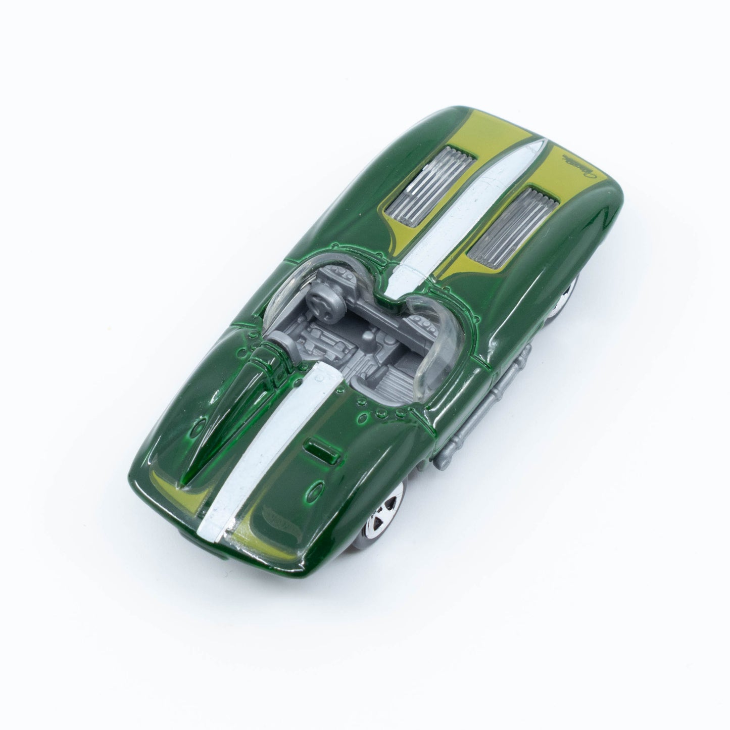 Hot Wheels Corvette Stingray diecast with a sleek, low-profile design and bold detailing. Top