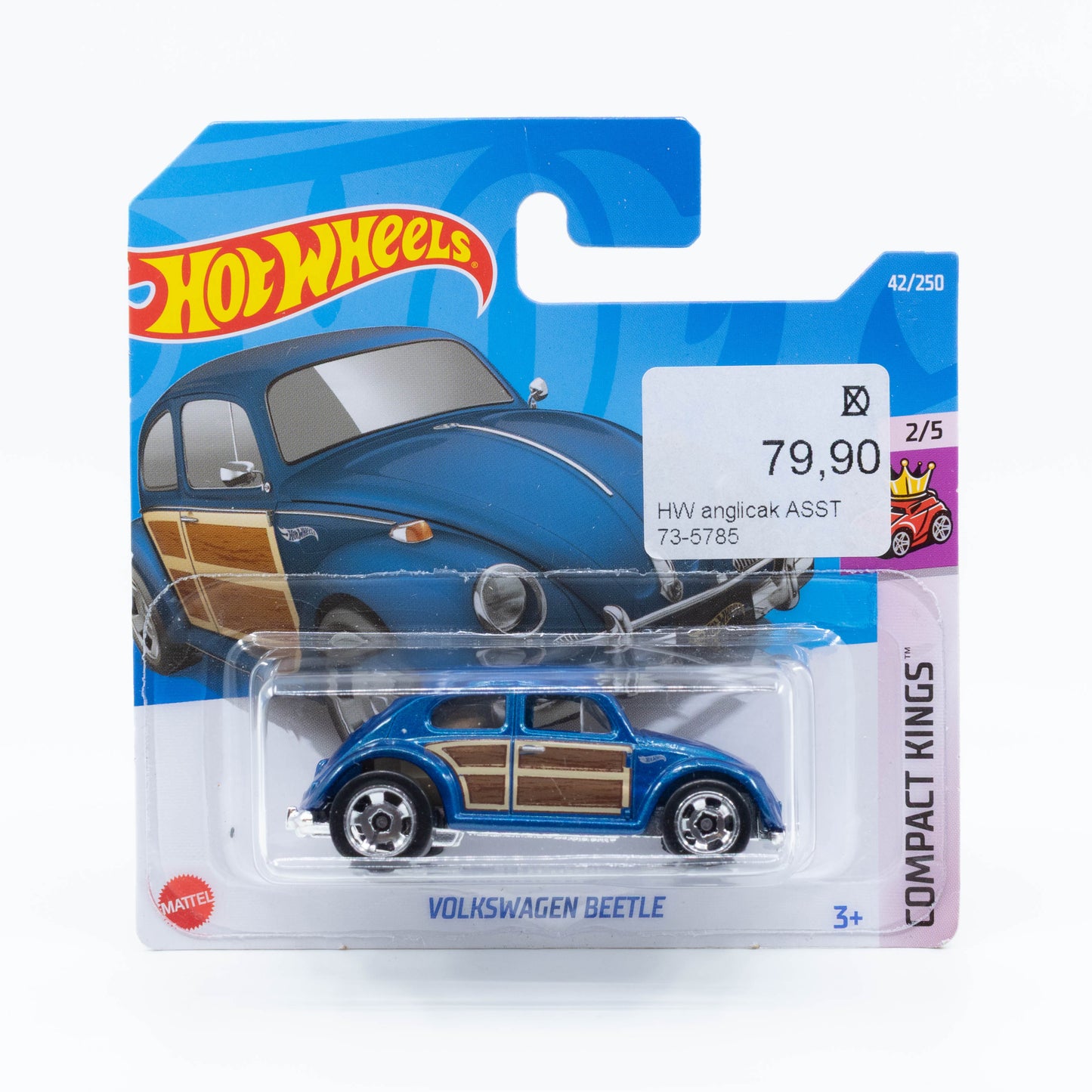 1:64 Hot Wheels Volkswagen Beetle diecast model with classic rounded design.