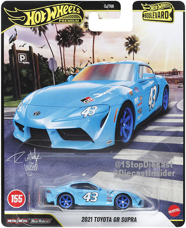 Hot Wheels Boulevard 2021 Toyota GR Supra STP blue number 43 tribute premium diecast 1:64