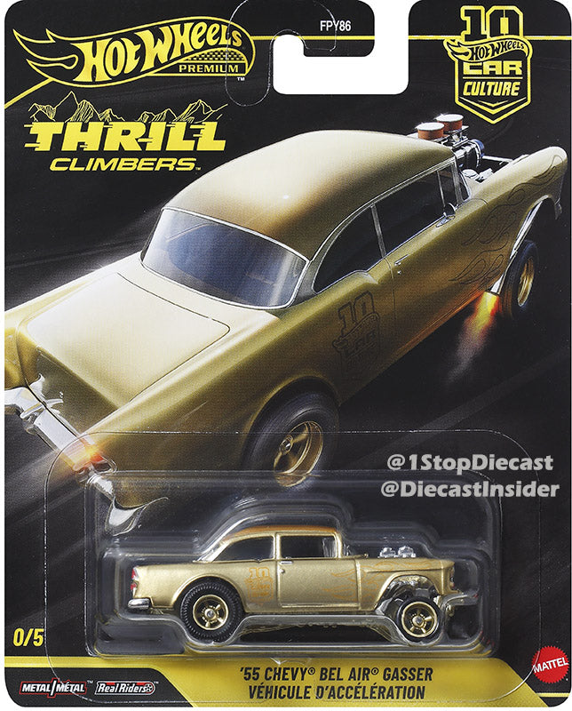 Hot Wheels ’55 Chevy Bel Air Gasser in Gold.