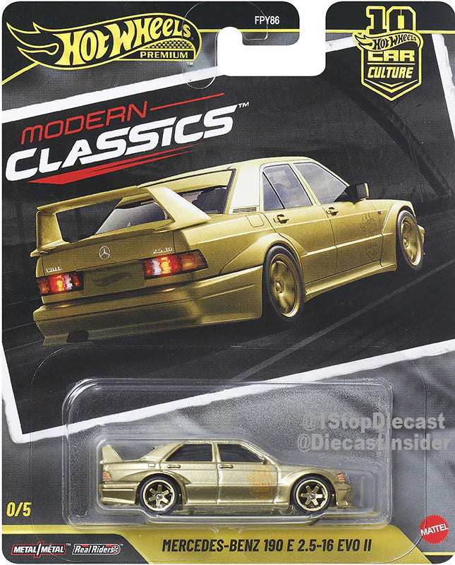 Hot Wheels Car Culture Modern Classics Mercedes-Benz 190 E 2.5-16 Evo II gold chase premium diecast 1:64