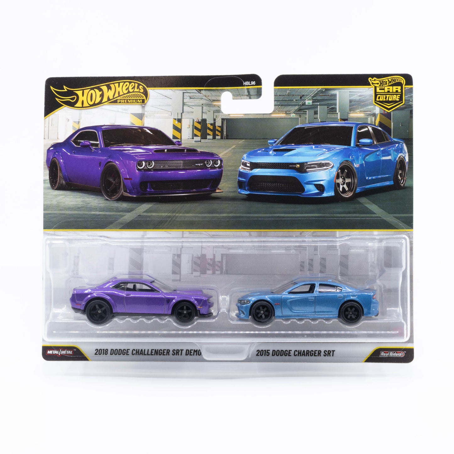 Hot Wheels Car Culture 2-pack Dodge Challenger SRT Demon and 2015 Dodge Charger SRT premium diecast set 1:64