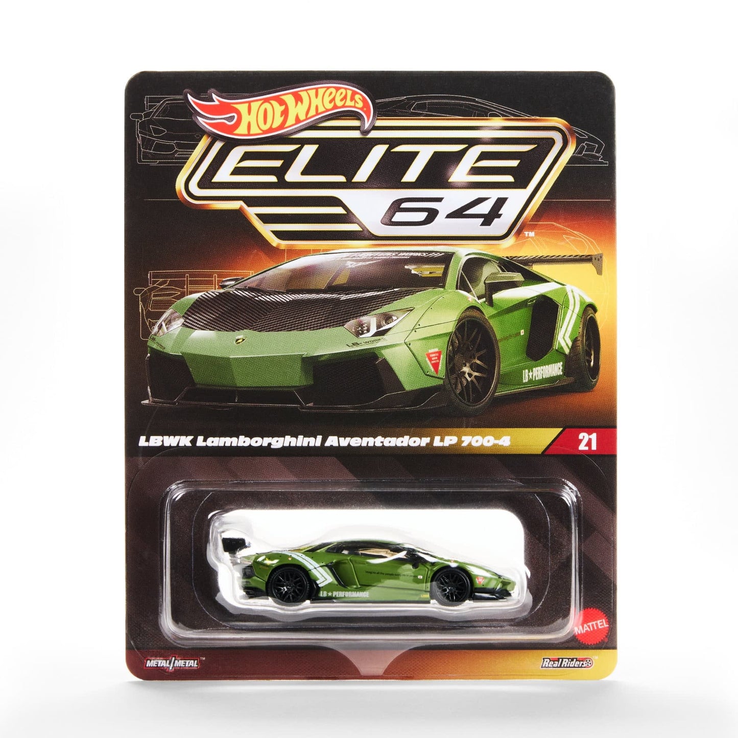 Hot Wheels Elite 64 LBWK Lamborghini Aventador LP700-4 matte green removable engine cover diecast model