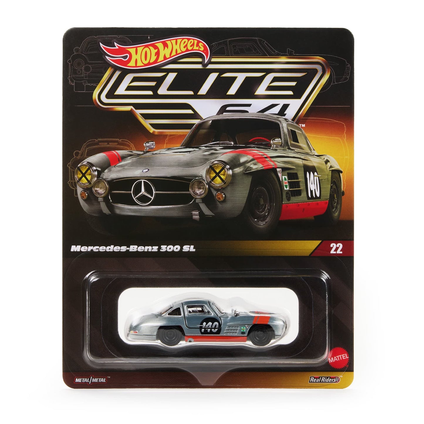 Hot Wheels Elite 64 Mercedes-Benz 300 SL gullwing raw zamac opening doors diecast model