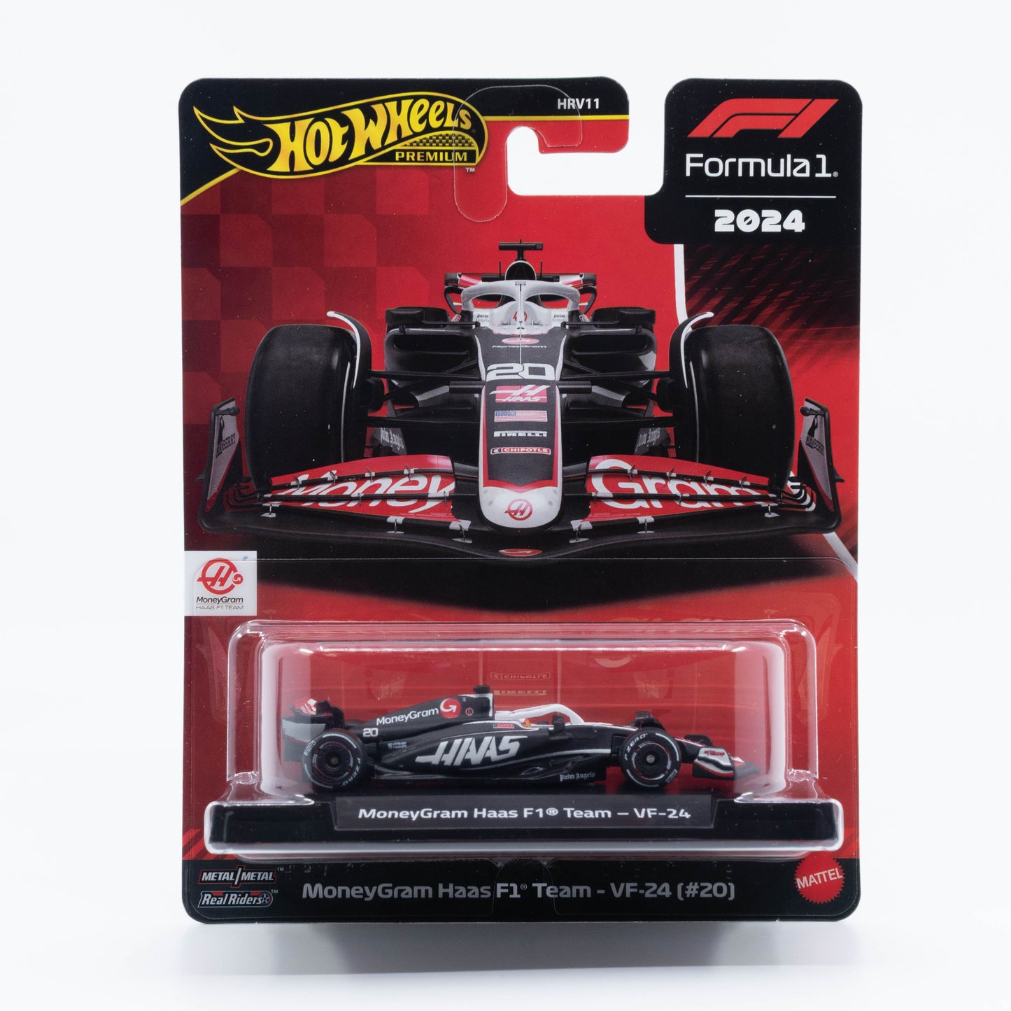 Hot Wheels F1 MoneyGram Haas F1 Team VF-24 #20 1:64 scale diecast model, Kevin Magnussen 2024