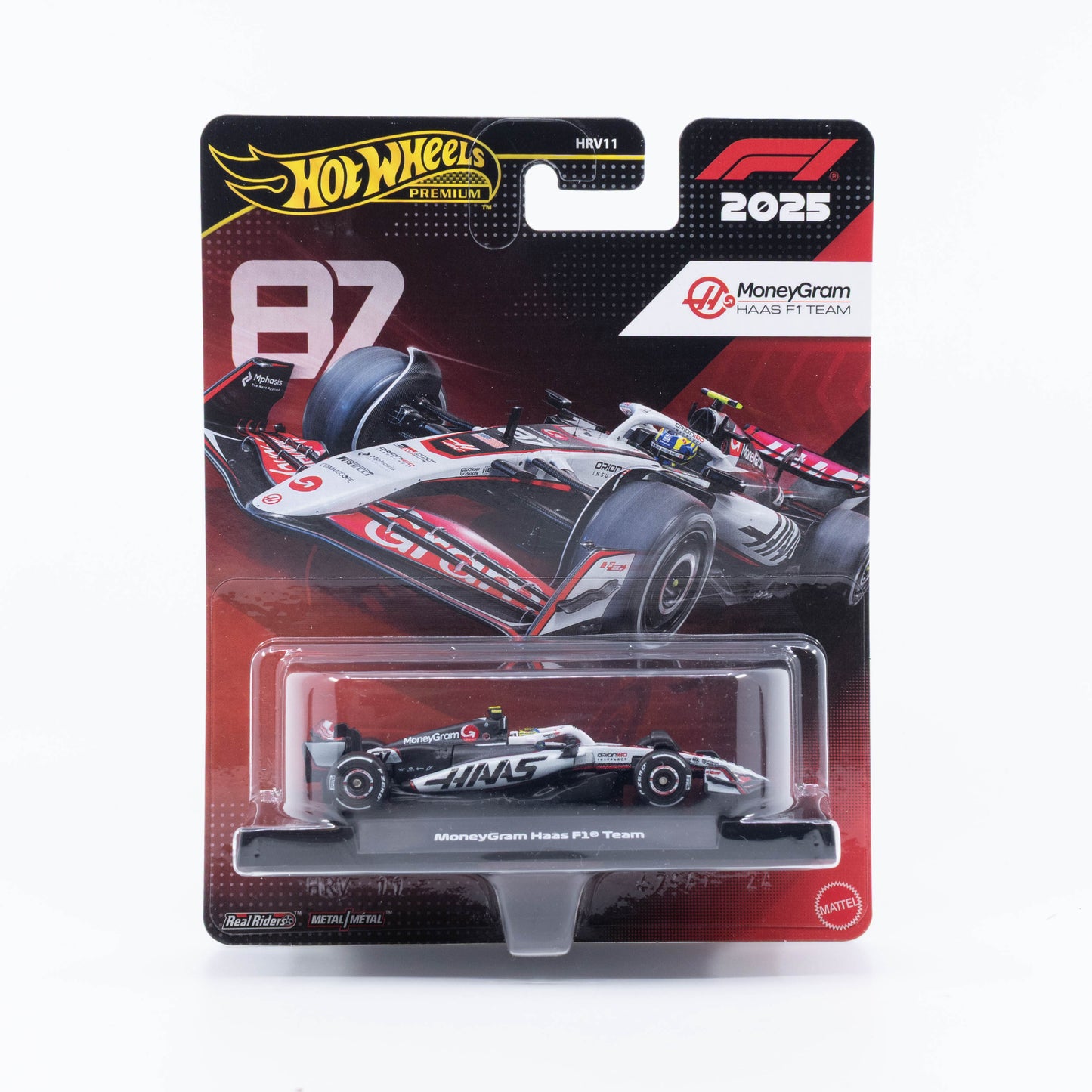 Hot Wheels Premium MoneyGram Haas F1 Team #87 driven by Oliver Bearman.