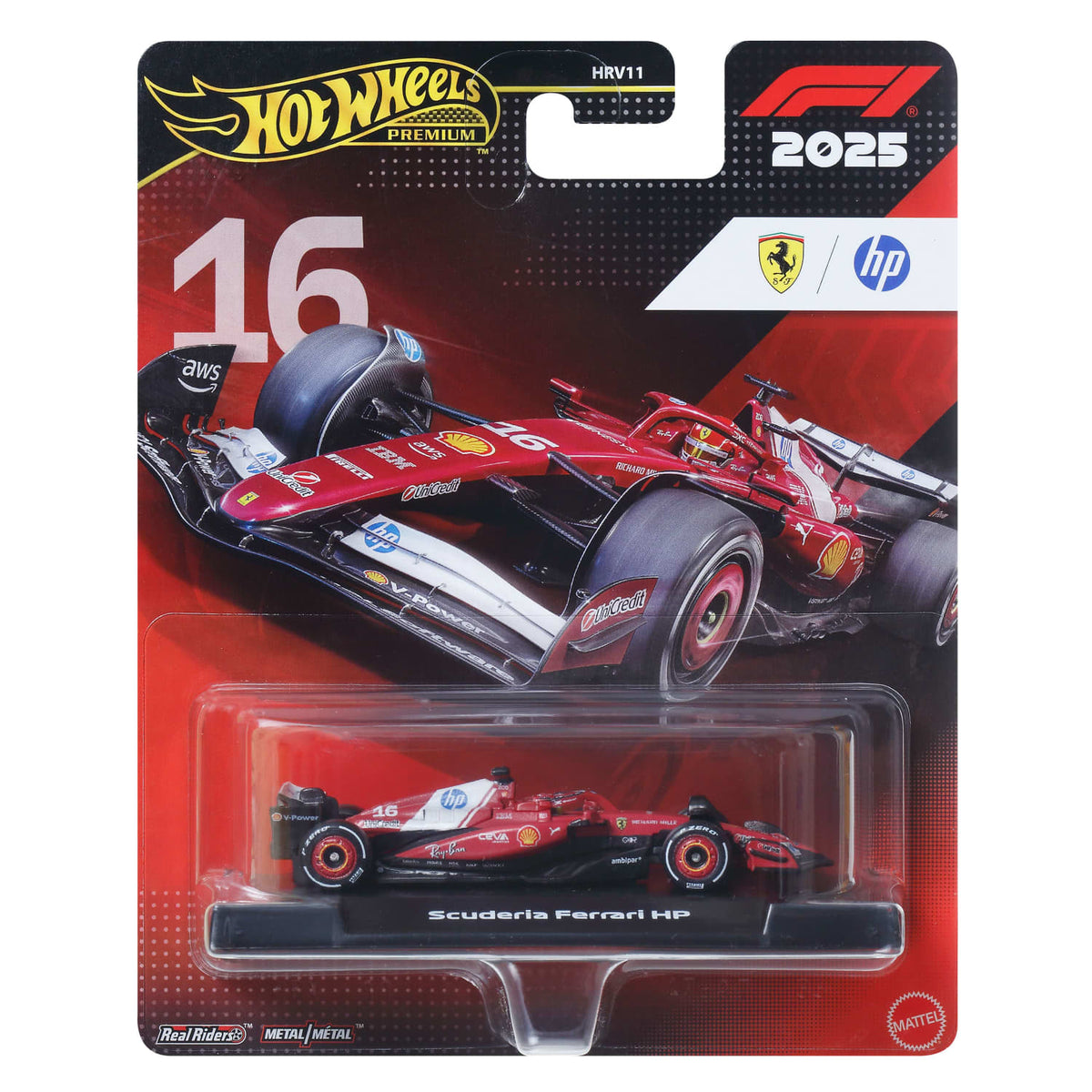 Hot Wheels Premium 1:64 Scuderia Ferrari HP SF-25 #16 Charles Leclerc 2025 Formula 1 diecast car.