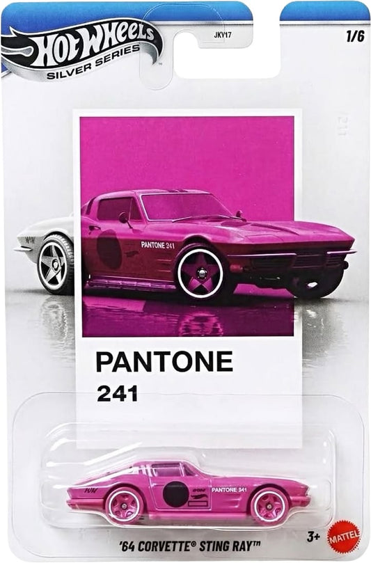 Hot Wheels Silver Series Pantone Mix 3 six-car set featuring Corvette Sting Ray, Track Ripper, Viper GTS-R, Mazda RX-8, Porsche 964 and Skyline Van