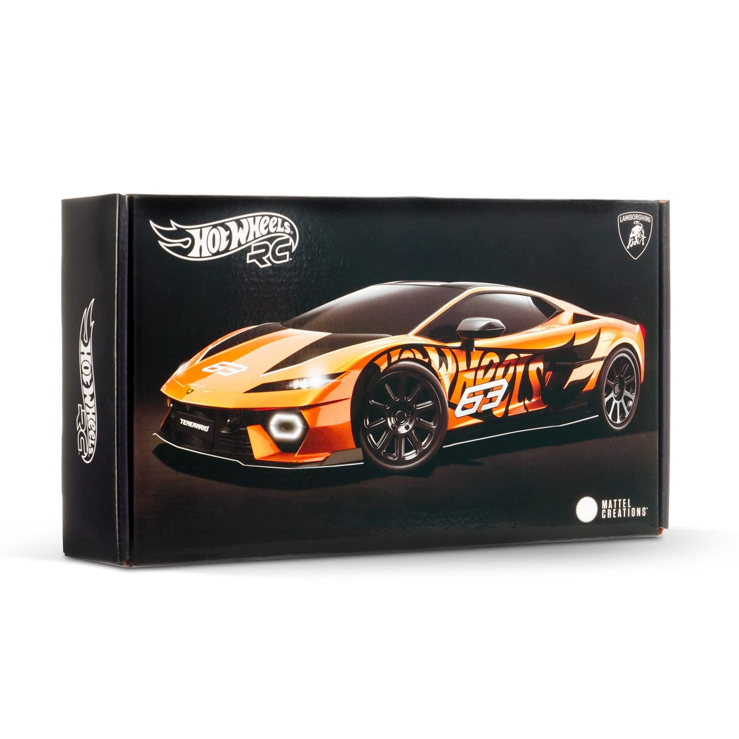 Hot Wheels RC 1:64 Lamborghini Temerario Alleggerita with remote control, working lights, Real Riders wheels, and premium collector packaging.