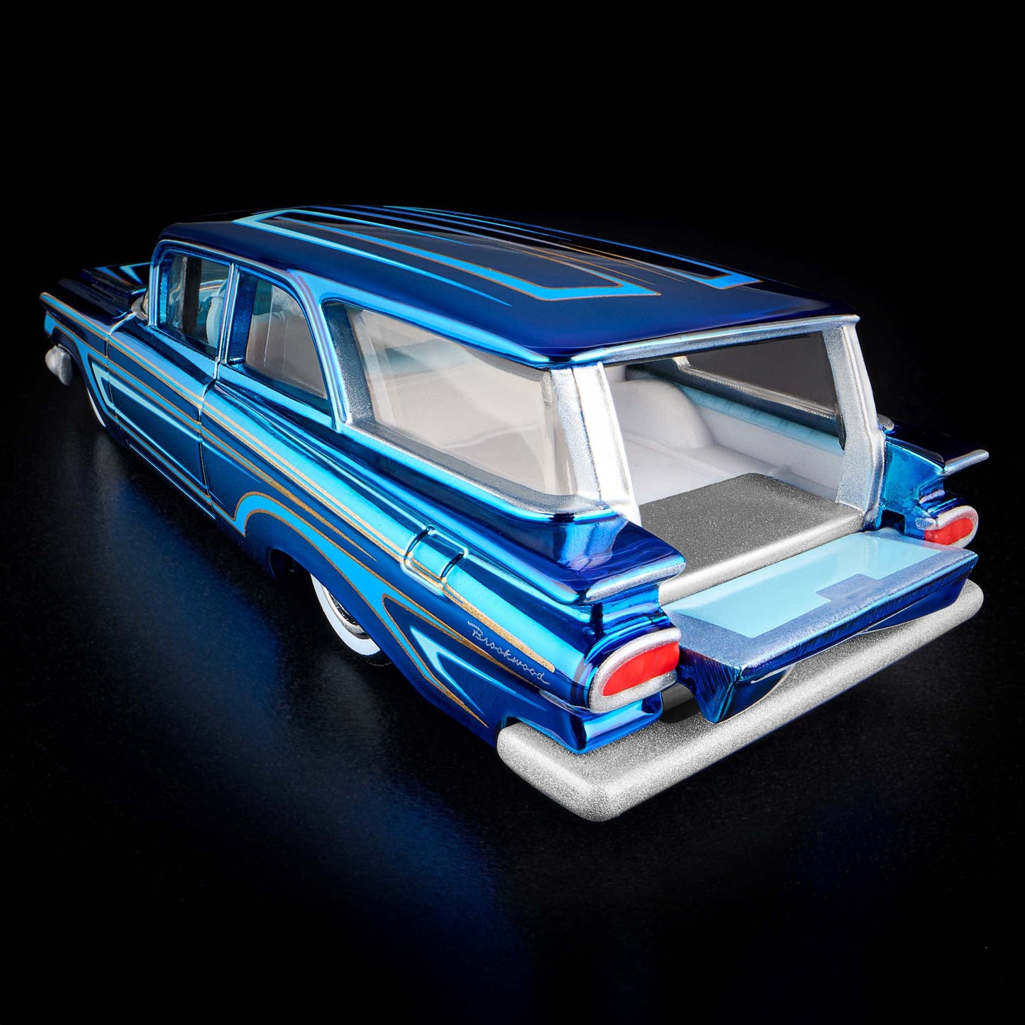 Hot Wheels RLC 1959 Chevrolet Brookwood premium Spectraflame diecast car. Trunk