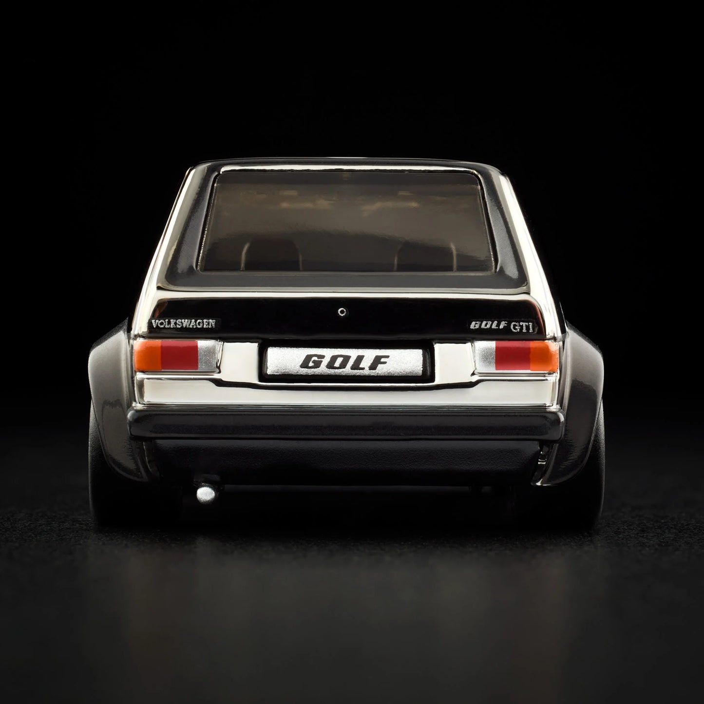 Hot Wheels RLC 1976 Volkswagen Golf MK1 GTI in Spectraflame Shadowchrome with Real Riders. Back