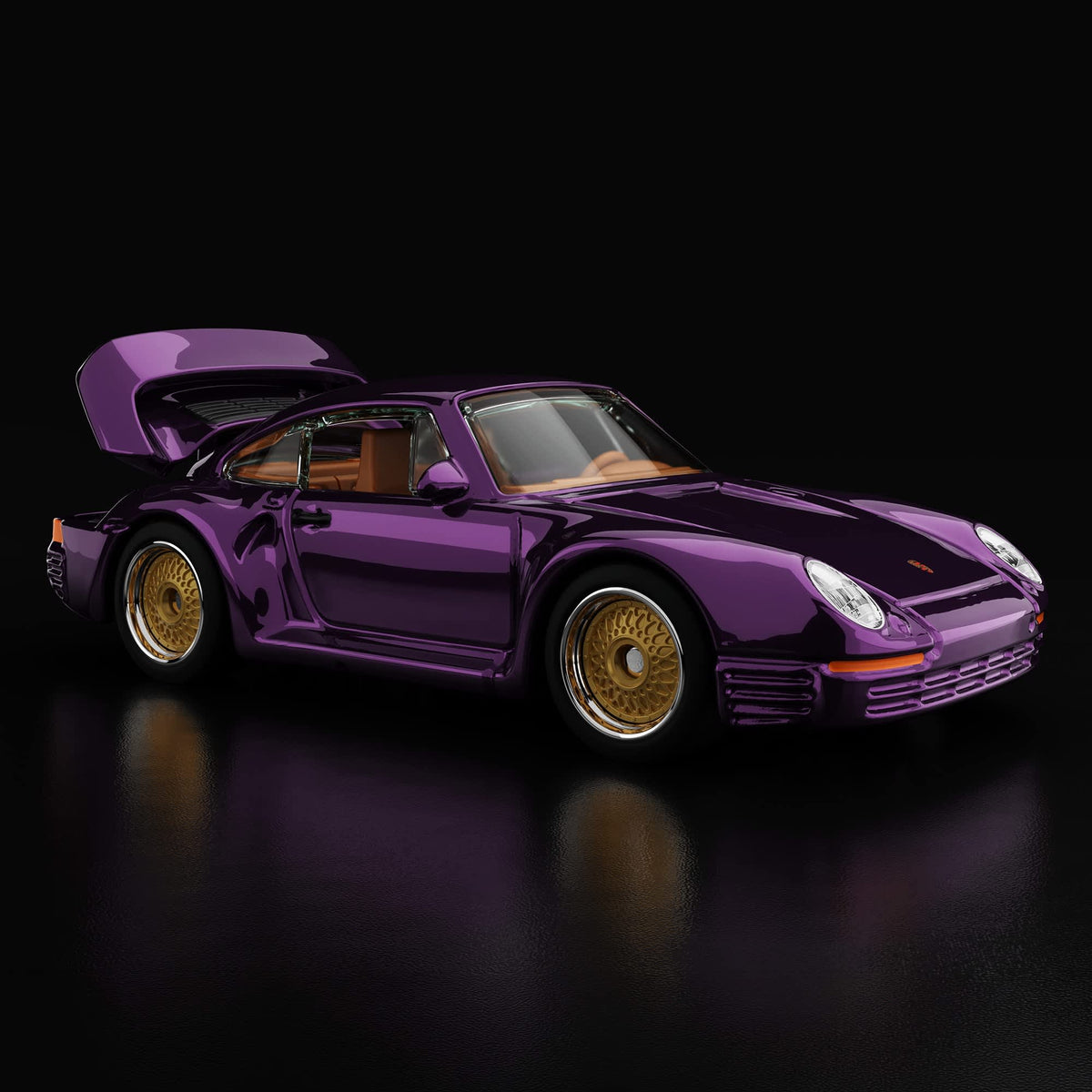 Hot Wheels RLC sELECTIONs Porsche 959 in Spectraflame purple with tan interior, Real Riders BB wheels and opening rear hood