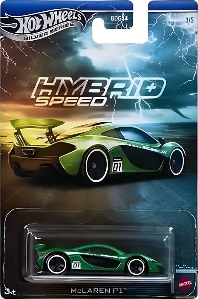 Hot Wheels McLaren P1 in green with aerodynamic details from the Silver Line Hybrid Speed collection.