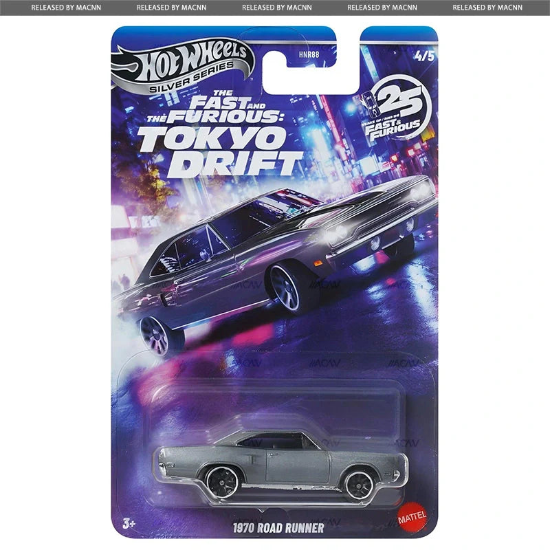 Hot Wheels 1970 Road Runner muscle car in Fast & Furious Tokyo Drift collector series.