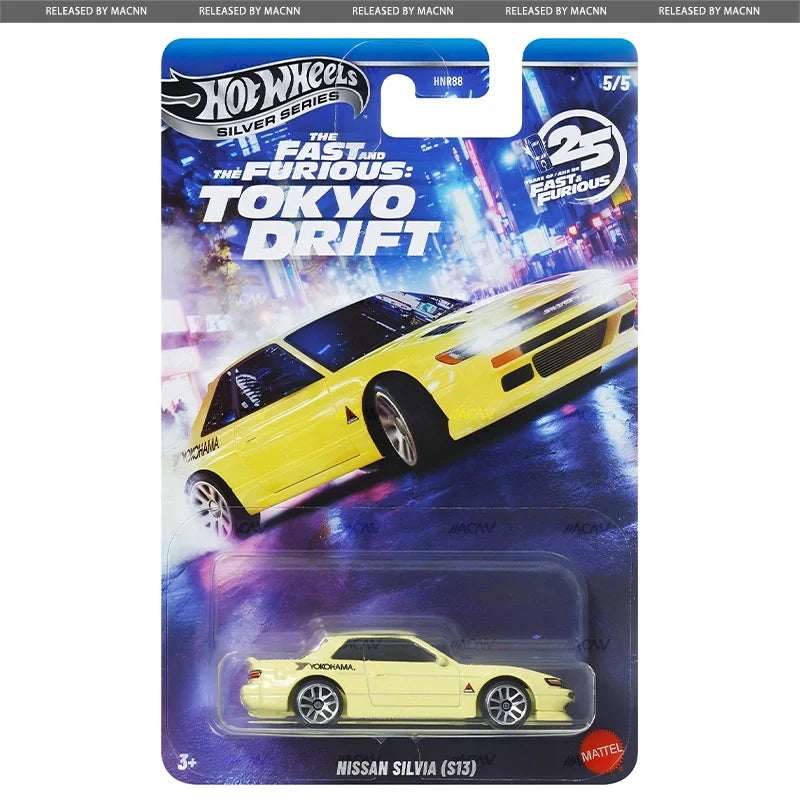 Hot Wheels Nissan Silvia S13 Tokyo Drift edition with movie-inspired street racing design.