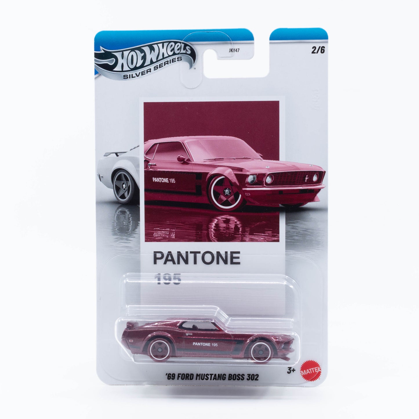Hot Wheels 1:64 1969 Ford Mustang Boss 302 Pantone 195 red Silver Line diecast model car