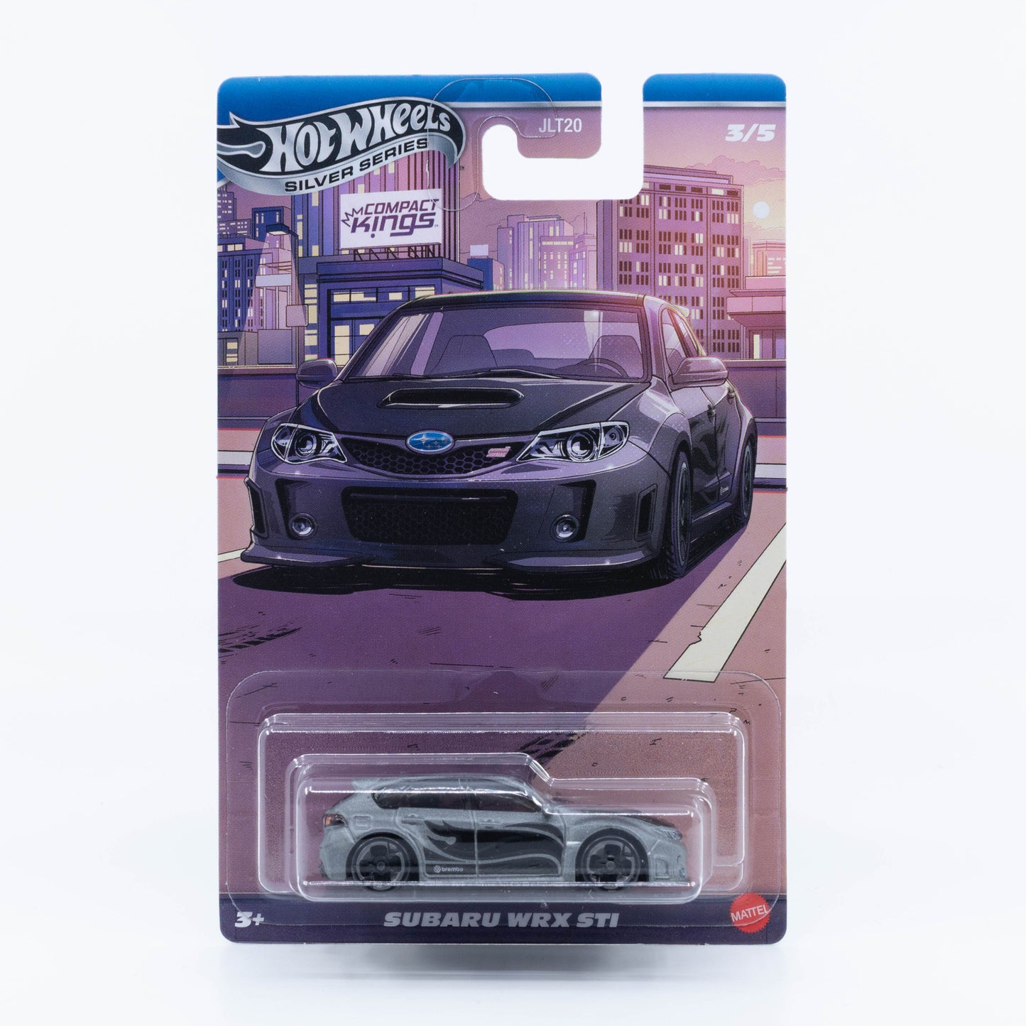 Hot Wheels Silver Series Compact Kings Subaru WRX STI smoke gray with black graphics 1:64 diecast model