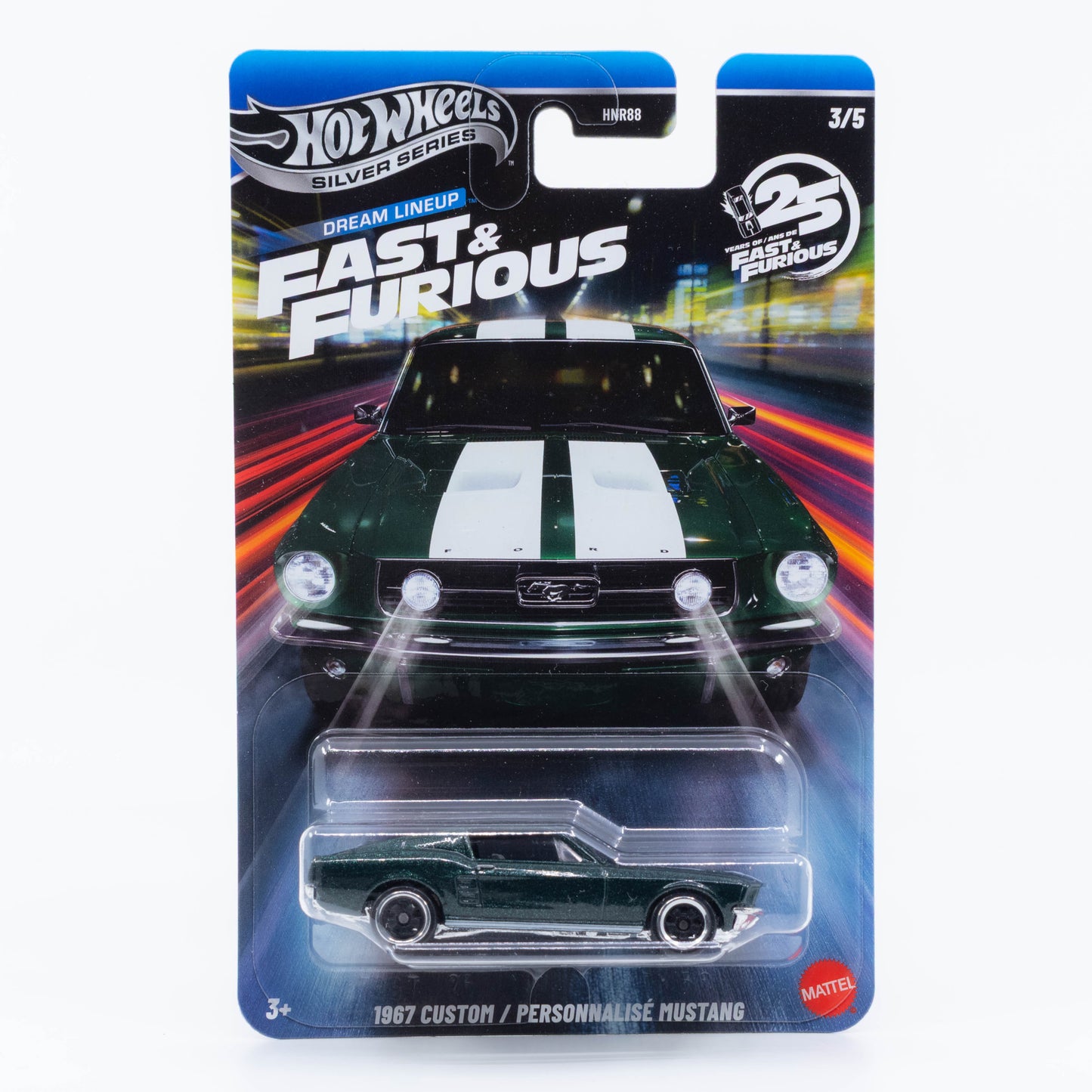 Hot Wheels 1967 Custom Mustang Tokyo Drift Silver Series 1:64 diecast