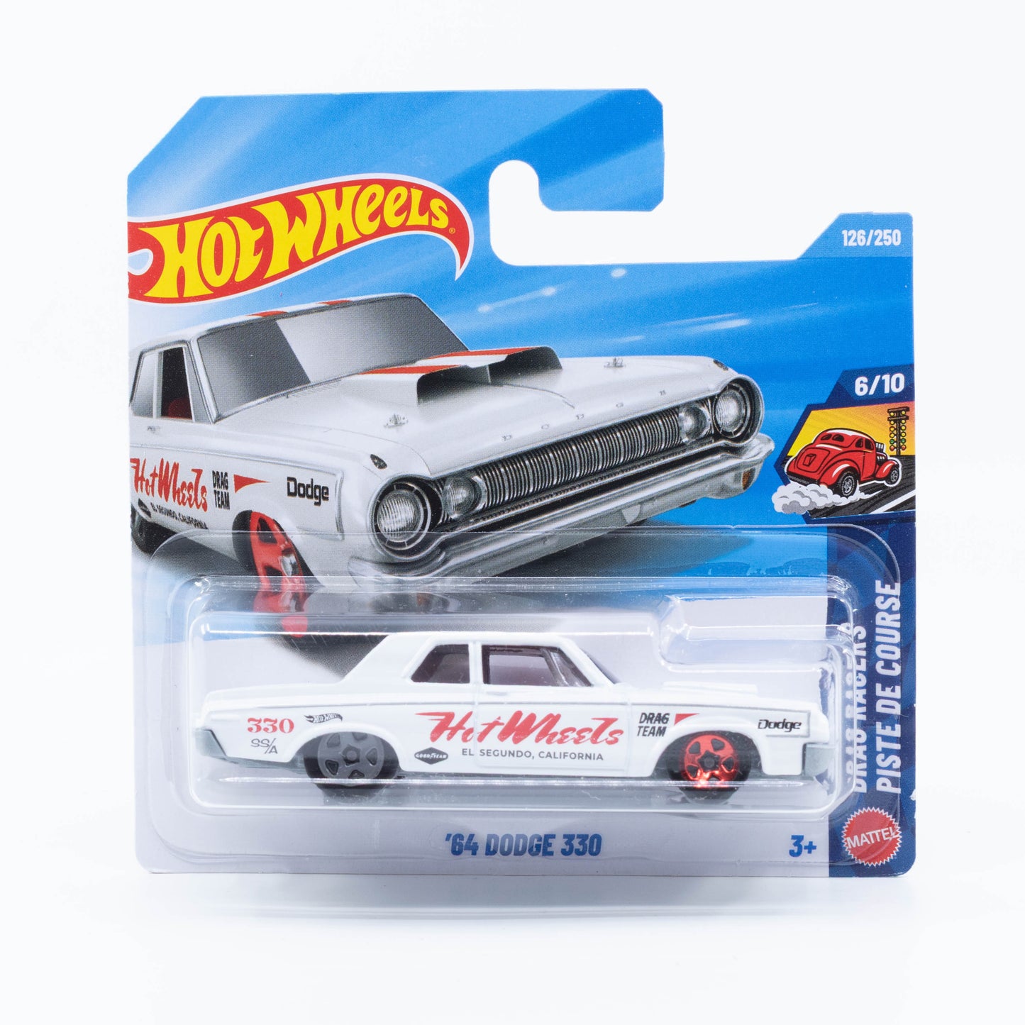 Hot Wheels 1:64 1964 Dodge 330 white drag racing livery 2026 mainline diecast car