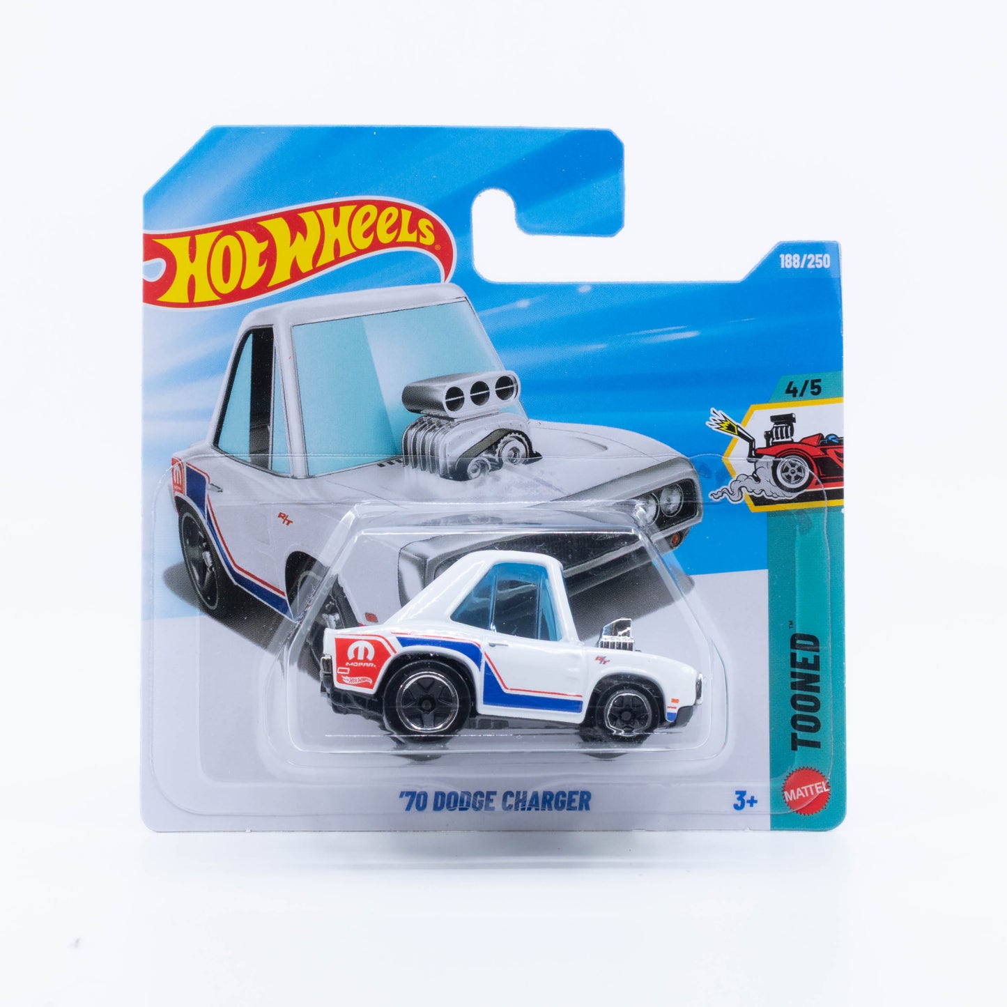 Hot Wheels Tooned 1970 Dodge Charger in white from the 2026 Basic Line.