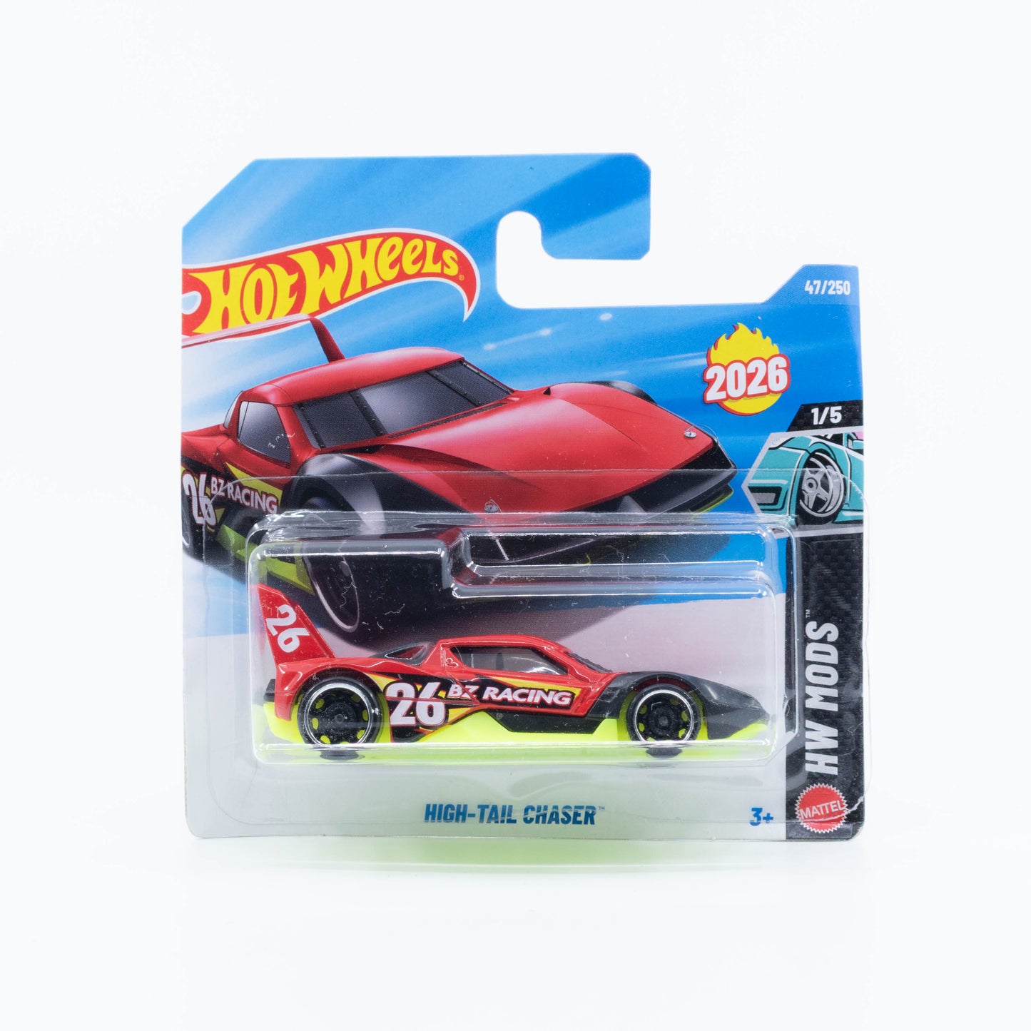 Hot Wheels 1:64 High-Tail Chaser new basic model inspired by classic winged muscle race cars.
