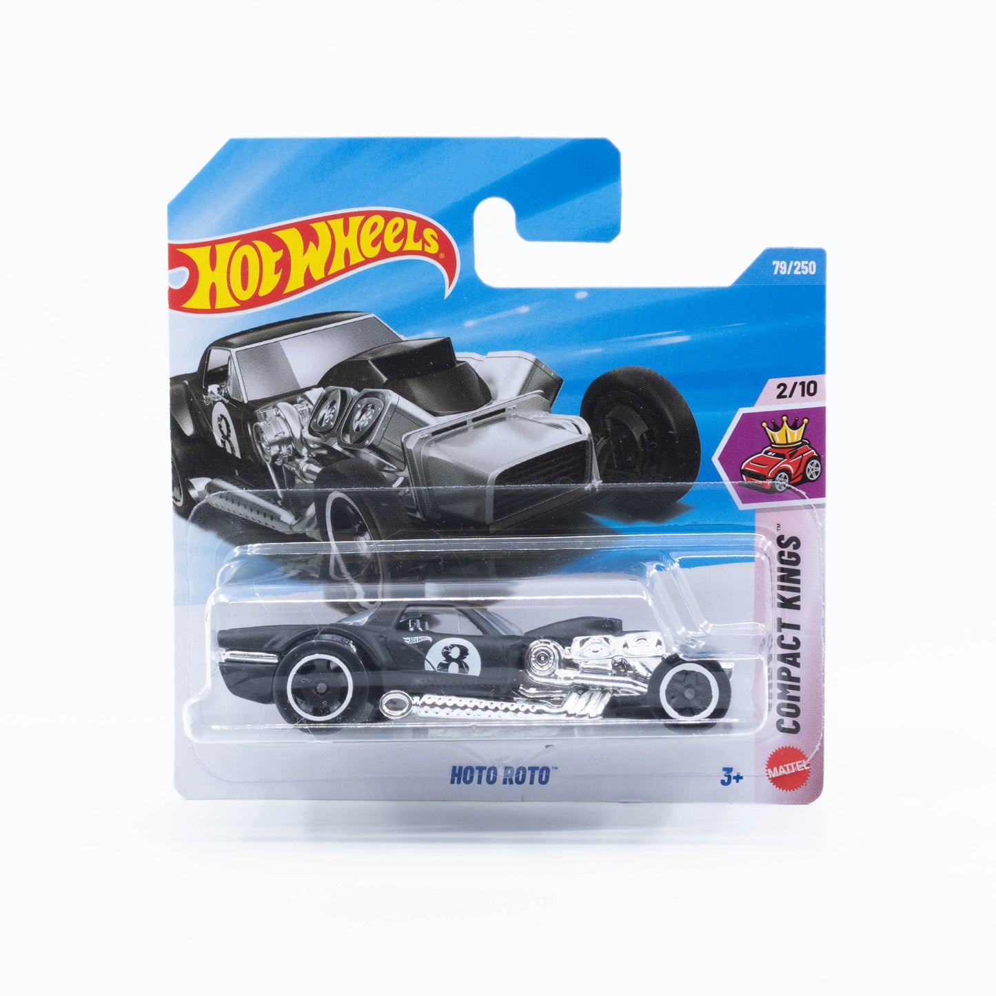 Hot Wheels 2026 Basic Hoto Roto custom hot rod black 8 ball livery with exposed turbo engine 1:64