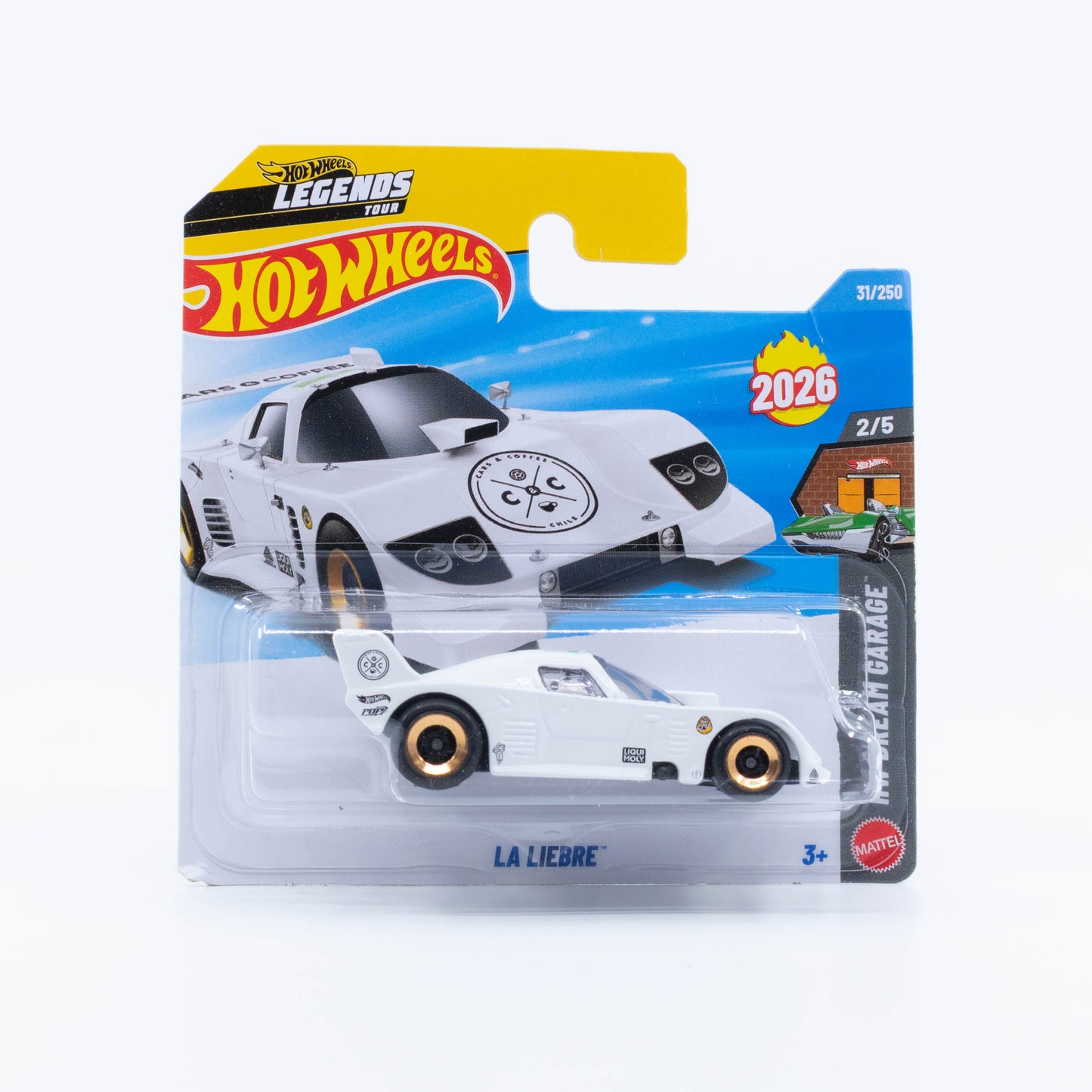 Hot Wheels La Liebre in white based on the Hot Wheels Legends Tour winning custom vehicle.