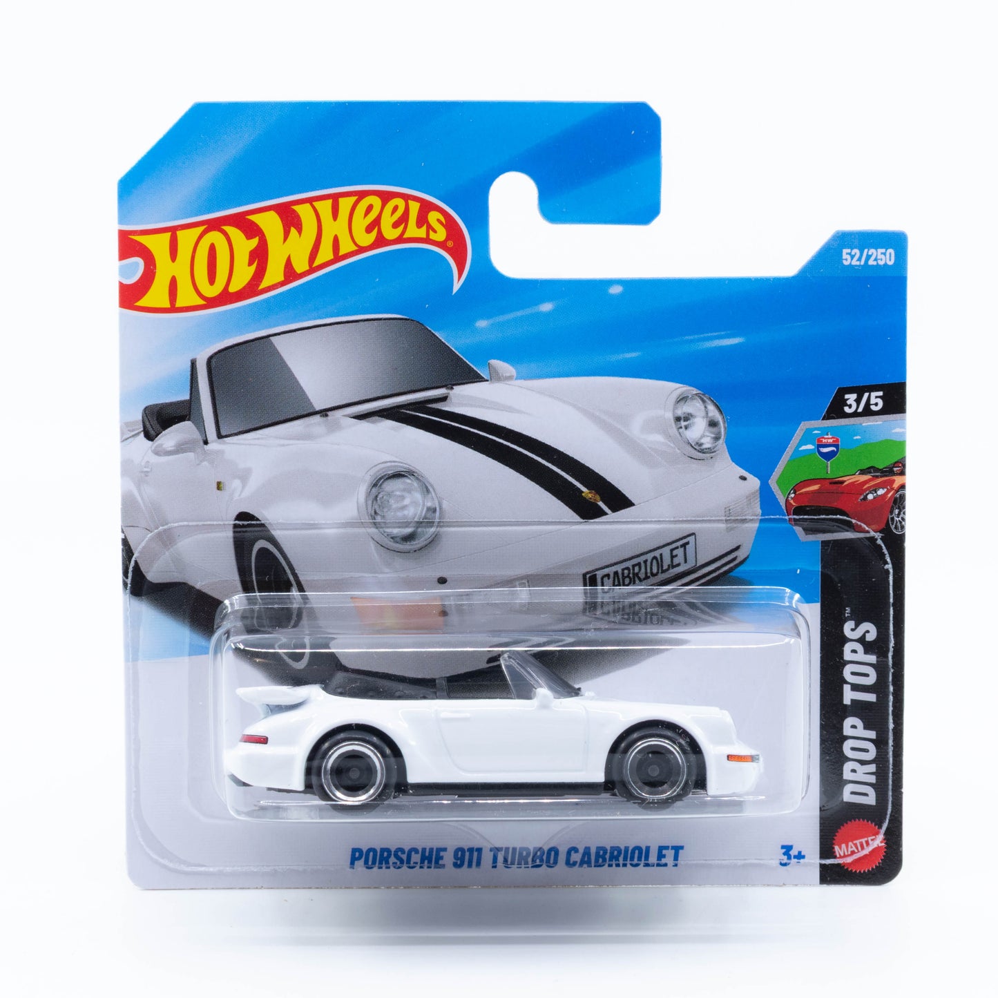 Hot Wheels Porsche 911 Turbo Cabriolet white black stripes Mainline diecast 1:64