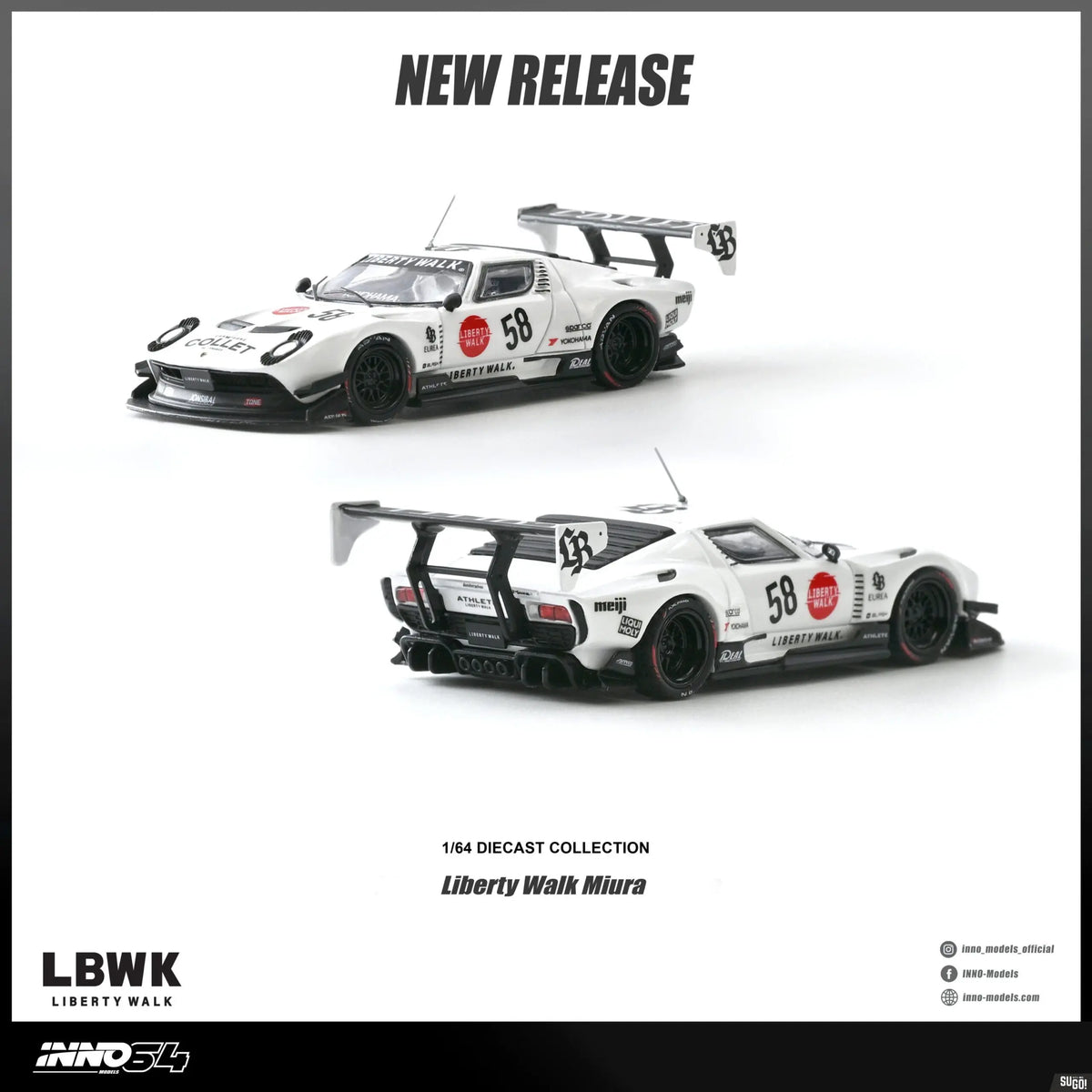 INNO64 Lamborghini Miura GT LB-Silhouette WORKS White #58 1:64 diecast