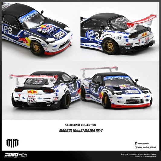 INNO64 Mazda RX-7 FD3S MADBUL Gen8 Mad Mike drift car 1:64 diecast
