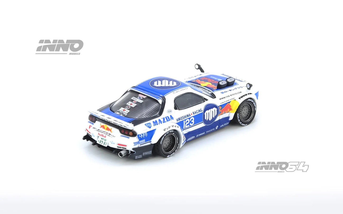 1:64 INNO64 Mazda RX-7 (FD3S) with Pandem Rocket Bunny kit in Madbul livery – Madlab Collection 001 model. Back
