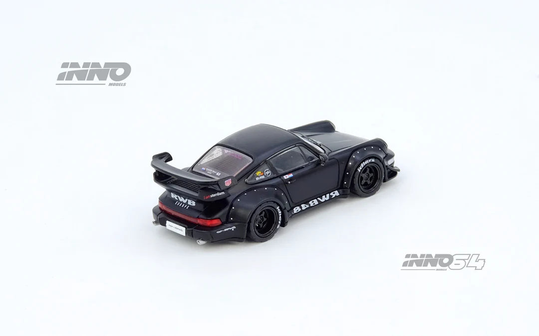 INNO64 1:64 RWB 964 black widebody Porsche 911 diecast model. Back