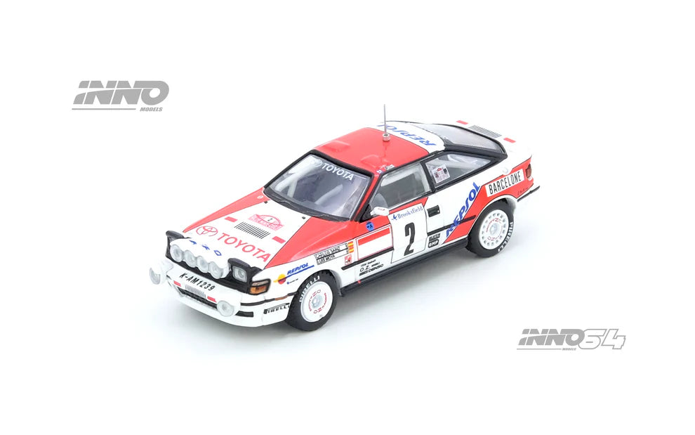 INNO64 1:64 Toyota Celica GT-Four ST165 1991 Rally Monte Carlo winner Carlos Sainz diecast model. Front