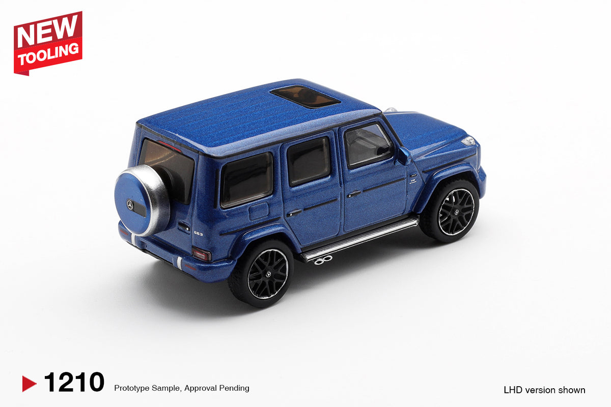 Mini GT 1:64 Mercedes-Benz G63 AMG 2024 dark blue metallic new tooling diecast model. Back
