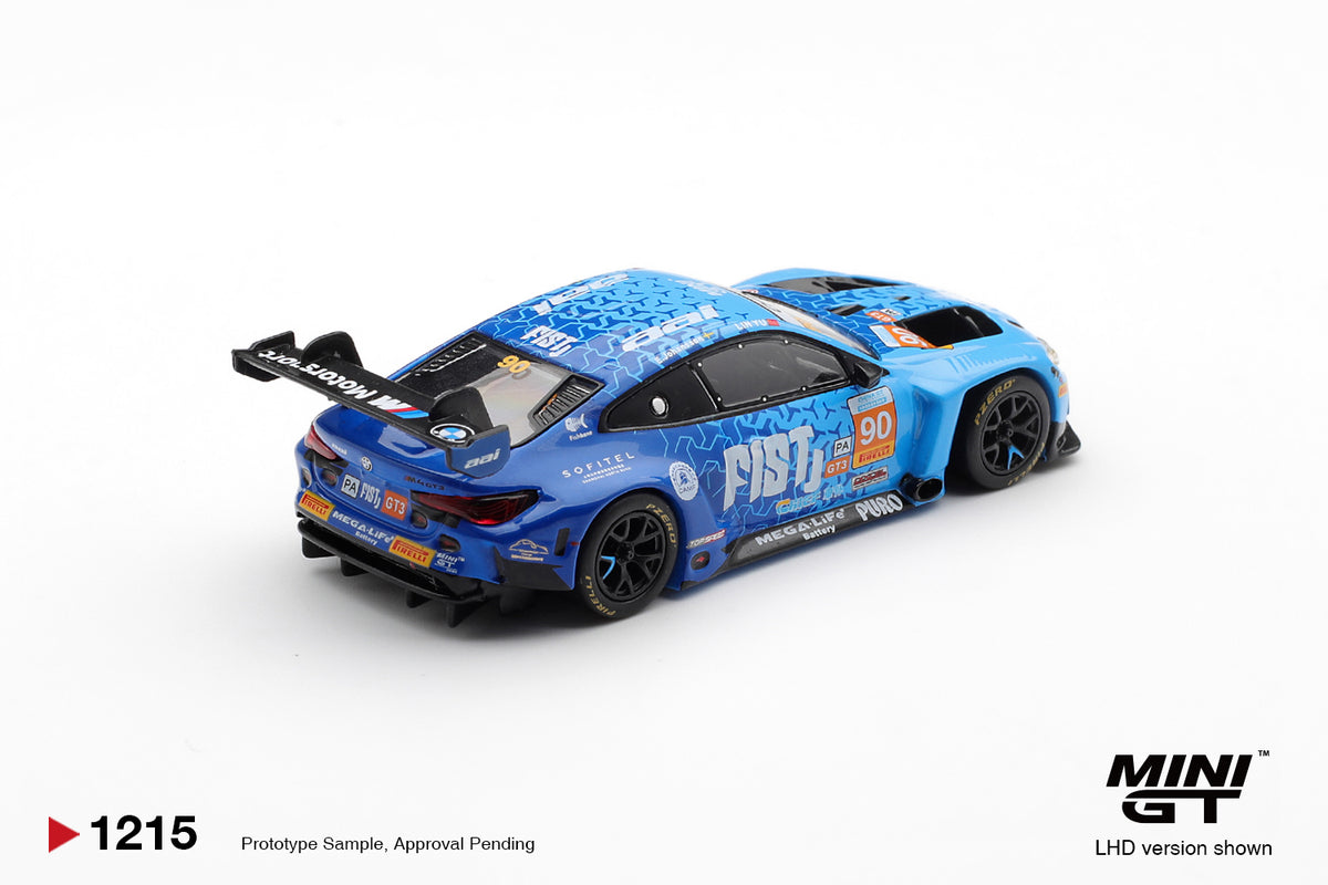 Mini GT 1:64 BMW M4 GT3 EVO #90 FIST Team AAI 2025 China GT race car diecast model. Back