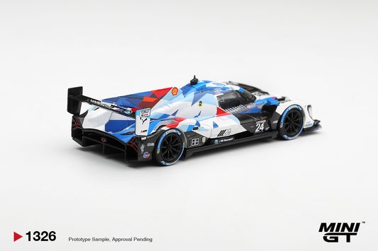 Mini GT BMW M Hybrid V8 GTP #24 BMW M Team RLL from the 2024 Rolex 24 at Daytona. Back