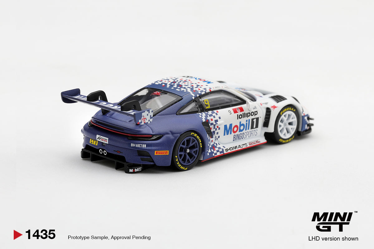 Mini GT Porsche 911 992 GT3 R number 9 Bingo Racing with LM Corsa Japan Cup Sugo 2026, 1:64 model